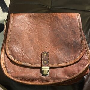 Firu Handmade Brown Leather Weathered Purse Satchel